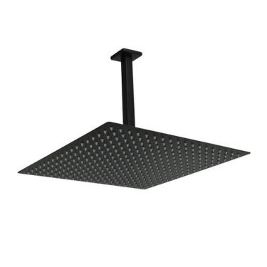 Imagem de Ducha Black 40x40 cm Inox 304 c/ Cano Suporte de Teto 24 cm - AMG Meta