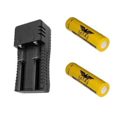 Imagem de Kit 1 Carregador De Bateria Preto Bivolt 18650 E 2 Baterias Qualidade 