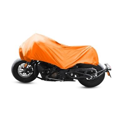Imagem de Partuto Capa de motocicleta meia capa leve para uso externo à prova d'água protetor de poeira de chuva laranja tamanho M para a maioria dos vestidos completos Touring Cruiser substituição