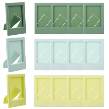 Imagem de WDONAY 15 porta-retratos mini porta-retratos 5 x 7 molduras pequenas clássicas para proteger fotos Polaroid para exibição de fotos de paisagem (verde escuro + azul claro + verde claro)