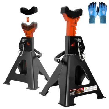 Imagem de Macaco de 6 toneladas com pinos de travamento duplo, almofadas de borracha, base de pé grande, para caminhões de elevação carros SUVS UTV ATV, altura ajustável de 40-59 cm, suportes de aço resistente,