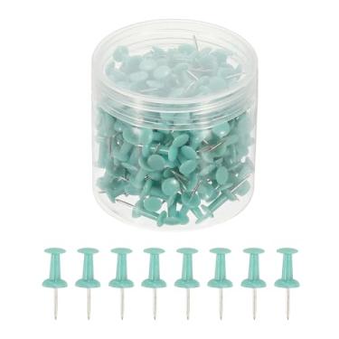 Imagem de PATIKIL Pinos de pressão, tachinhas de polegar de ponta de aço de cabeça de plástico, pequenos ganchos planos para pendurar clipes de cortiça para parede de madeira, quadro de avisos, mapa decorativo,