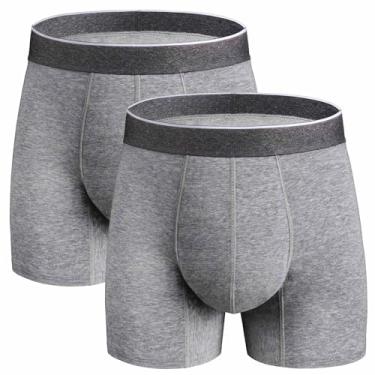 Imagem de REELINDRY Roupa íntima masculina lavável para incontinência, 65 g, à prova de vazamento, absorvente, reutilizável, para vazamento de urina, pacote com 2 (cinza, 2GG)