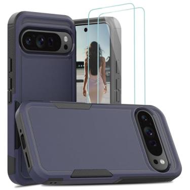 Imagem de Jeylly Capa para Google Pixel 9 Pro XL, [2 x protecotrs de tela de vidro temperado] Capa protetora resistente à prova de choque de grau militar fina macia TPU bumper de camada dupla para Google Pixel