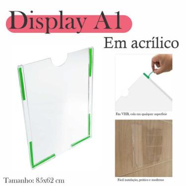 Imagem de 2 Display Parede Quadro Avisos Porta Folhas A1 Acrílico Vert - INDÚSTR