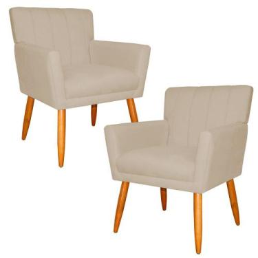 Imagem de Kit 2 Poltronas Decorativa para Sala de Estar Cecília Suede Bege - Mon