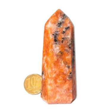 Imagem de 01 Ponta Calcita Laranja Pedra Natural 8 a 9 cm Tipo A - CristaisdeCur