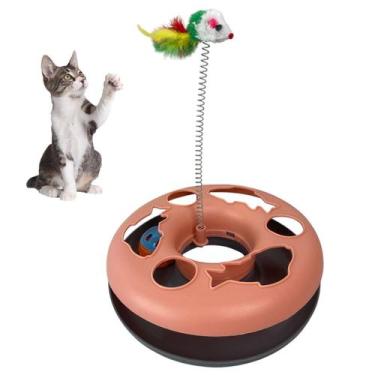 Imagem de Brinquedo de Gato Pet Ratinho Mola Bola Guizo Brinquedo Interativo Ani