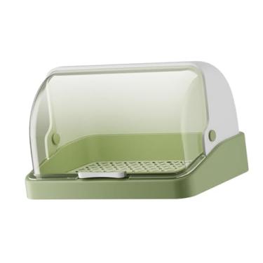 Imagem de IEUDNS Rack de armazenamento de copo de mesa, suporte de copo à prova de poeira com tampa, escorredor de prato, organizador de armazenamento para pauzinhos, Verde