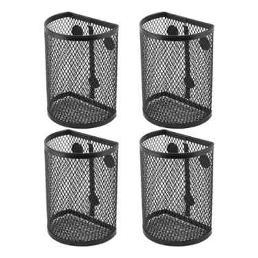 Imagem de 3 ímãs Pesados ​​cesto de Caneta Magnética, Malha Industrial de Metal Magnetic X Xícara Elegante de Meio Cilindro Em Forma de Forma de Lua para o Escritório da Escola Em Casa