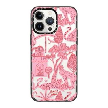 Imagem de CASETiFY Capa compacta para iPhone 14 Pro Max [1,2 m. Proteção contra quedas de grau militar/fina/leve] - Cheetah Paradise Pink - Preto transparente