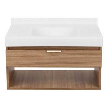 Imagem de Kit Gabinete Para Banheiro Com Cuba Aurora 70x40x48 Cm - Bergan