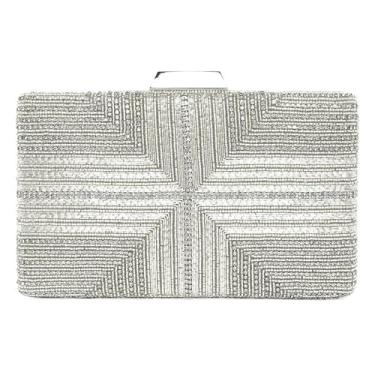 Imagem de Aheli Bolsa clutch para presente feminina feita à mão para noite elegante bolsa fashion para noivas, Prata 3