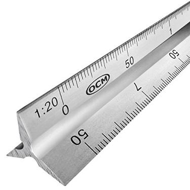 Imagem de Régua de escala de engenharia triangular métrica OCM (alumínio sólido de grau profissional) 30 centímetros régua de desenho mecânico arquitetônico de engenharia métrica - 1:20, 1:25, 1:50 1:75, 1:100, 1:125