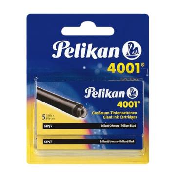 Imagem de Pelikan Cartuchos de tinta 4001 GTP/5 para canetas-tinteiro, preto brilhante, 1,4 ml, pacote com 10 (330860)