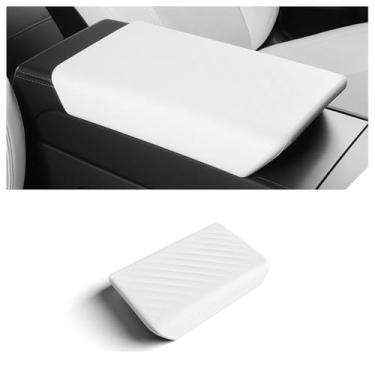 Imagem de STAMOO Capa macia TPE para console central de carro tampa de descanso de braço para Tesla Model 3 Highland 2024 2025 Auto Central Capa de almofada de caixa de apoio de braço (branca)