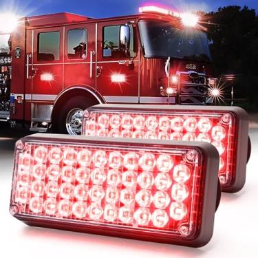 Imagem de BooYu 2 unidades de barra de luzes estroboscópicas de emergência LED operadas por bateria com base magnética recarregável, portátil, topo da estrada, mini arado, farol de aviso para