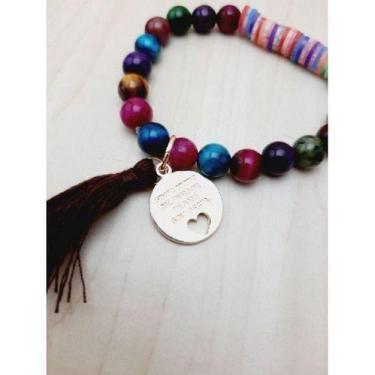 Imagem de Pulseira de Pedras Naturais com medalha Ho'Oponopono - Paz Interior St