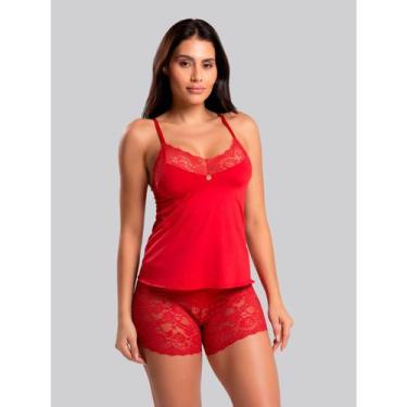 Imagem de Pijama Luxo Danusa IMI Lingerie  Short Doll Feminino com Renda e Micro