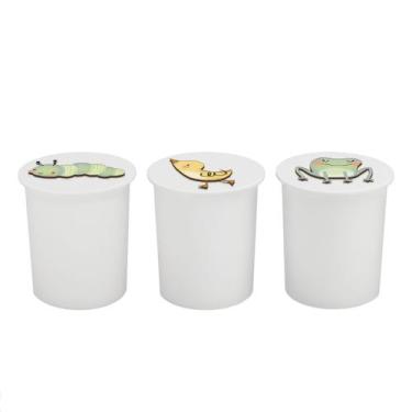 Imagem de Trio de Potes Kit Higiene Bebê Quarto Lavável Patinhos - Neném na Nuve