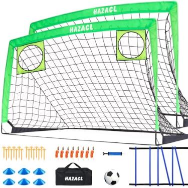 Imagem de Hazacl Baliza De Futebol Infantil Para Quintal, Redes Portáteis 6 X 4 9 5 Pés, Com Bola, Escada Agilidade, Cones, Alvo E Bolsa Transporte Crianças, Jovens, Treinamento Interno Externo, Jogos Esporti