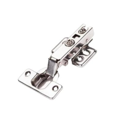 Imagem de Kit 02 Dobradiças Sem Mola + Pulsador Sobrepor Branco Móveis - Renna