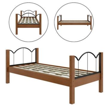 Imagem de Cama Retrô Solteiro Nature Oasis com Estrutura em Aço - Lion Loja, nat
