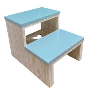 Imagem de 2 Degraus Reforçada para maca em Madeira Laqueada Adulto/infantil(AZUL BEBE)