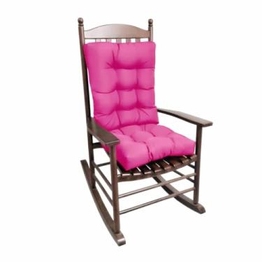 Imagem de psmacra Almofada para cadeira de balanço, conjunto de almofadas espessas para assento e cadeira traseira, almofadas de cadeira de pátio espessas macias para ambientes internos/externos (rosa vermelha)
