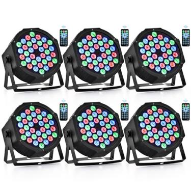 Imagem de CO-Z Luzes De Palco 36 Rgb Led Par Com Controle Remoto Ativado Por Som, Iluminação Para Dj, Eventos, Casamentos, Festas, Bares, Clubes, Musical, Pacote 6