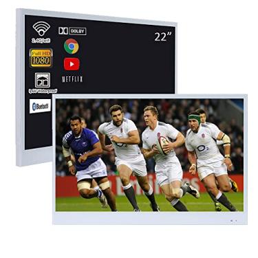Imagem de Soulaca 22" Tv Led Smart Para Banheiro Com Painel Branco Ip66 À Prova D'Água 12V Chuveiro Spa Televisão Atsc Wi-Fi Android Banheira De Hotel Uso