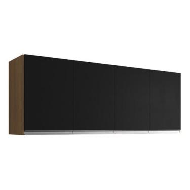 Imagem de Armário P/cozinha Gabinete Andreia 160cm Ajl Móveis, Amêndoa/Preto