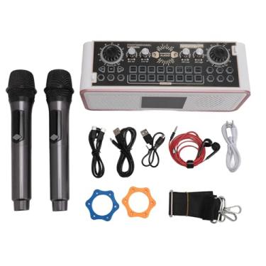 Imagem de VOMEKO Wireless Karaoke Mic, kit de placa de som de karaokê, alto -falante Bluetooth de carregamento tipo C com placa de mixer de som para telefone PC
