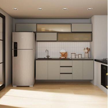 Imagem de Cozinha Modulada 7 Peças 5 Aéreos 2 Balcões Nara Cabecasa Madeiramadeira Cinza Claro
