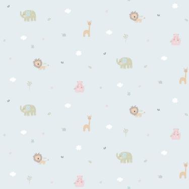 Imagem de Papel De Parede Lullaby Azul Claro 2223 - Rolo 10m X 0,53m