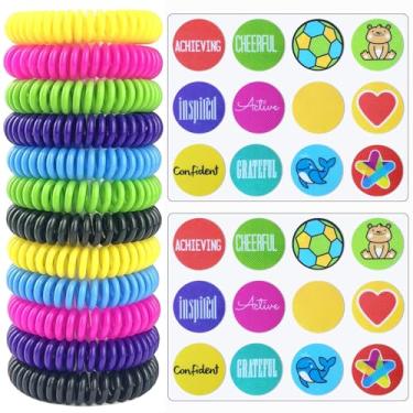 Imagem de Pulseira repelente de mosquitos pacote com 12 pulseiras repelentes de mosquitos naturais com 24 adesivos seguros para crianças e adultos à prova d'água repelente de insetos para proteção interna e externa até 300 horas