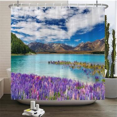 Imagem de Cortina de chuveiro de floresta natural Tela de banheiro Árvores Cenário Cortinas Tecido de poliéster Decoração para casa Cortinas de banho, JK5267, L90 x A180 cm