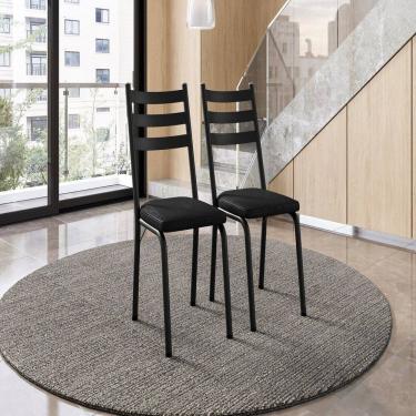 Imagem de Cadeiras para Cozinha 2 Unidades Europa Preto Brilhante
