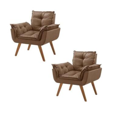 Imagem de Kit 2 Poltronas em Veludo Base Palito Quadrada Opalla Prime - House De