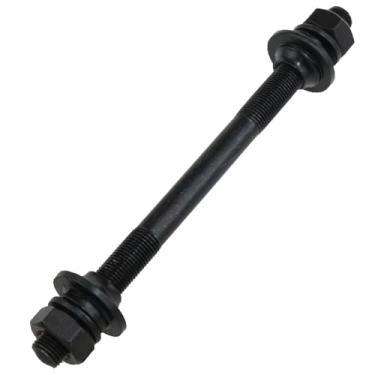 Imagem de Meuey Lyot Eixo de bicicleta 140 mm / 5,51 "Eixo do cubo traseiro de bicicleta multivelocidade m10 preto 26tpi Hub Conical Lock nut Kit de arruela 1 peça