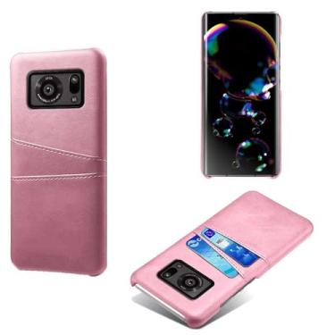 Imagem de Capa compatível com Sharp Aquos Sense R6, capa de couro PU - Capa de telefone fina à prova de choque com 2 compartimentos para cartão, proteção anti-impressão digital e antiqueda, plástico de couro