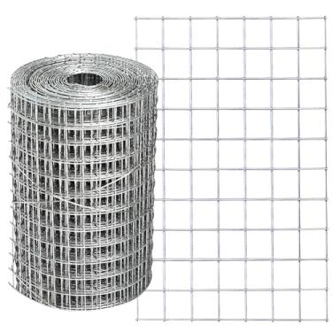 Imagem de Rolo de malha de arame galvanizado de 10 cm x 51 cm (19 GA) Rolo de cerca de fio de galinha para cercas de galinha/galinheiro, malha de tela, cercas de coelho/cobra, cercas de aves, fabricação de