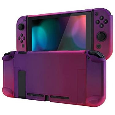Imagem de eXtremeRate PlayVital Unique Cover for Nintendo Switch, Protective Case Protector for Switch - Shock-absorbent Anti-Scratch Dockable Durable Hard Shell Game Accessories, Clear Atomic Purple Rose Red