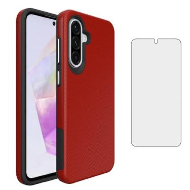 Imagem de Furill Capa de celular para Samsung Galaxy A36 A56 5G com protetor de tela de vidro temperado Slim Hybrid Heavy Duty Hard Rugged Grip Capa protetora A 36 36A A 56 56A LTE mulheres homens vermelho