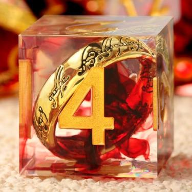 Imagem de Ring DND Dice Set Sharp Edge DNDND 7-Piece Swirl Resin Blood Red Dice with Magic Lord Ring Inside for Dungeons & Dragons -Dragon Box Gifts