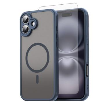 Imagem de Asuwish Capa de telefone para iPhone 16 Plus de 6,7 polegadas, compatível com Magsafe Magnetic, translúcido fosco antiimpressões digitais, capa protetora à prova de quedas à prova de choque i Phone16