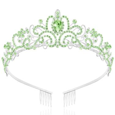 Imagem de TAROSE Coroas douradas para mulheres e meninas, tiaras de cristal rainha com strass e pentes brancos, coroa de deusa para casamento, noiva, aniversário, princesa, acessórios de cabelo para chá de