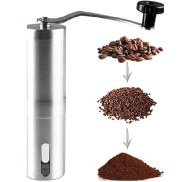 Imagem de Moedor Triturador de Café Grãos Manual Com Regulagem De Moagem Grosso ou Fino Portátil Em Aço Inoxidável Moinho em Cerãmica Com Manivela Desmontável e Fácil De Limpar