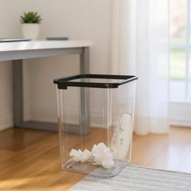 Imagem de Lixeira Ane Pressão Transparente Cesto Balde Joga Sujeira Caixa Saco O