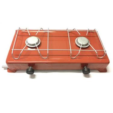 Imagem de Fogão Baixa Pressão Camping 2 bocas Vermelho Jolly, Vermelho escuro